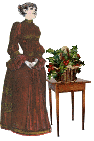 Elisabeth standing next to table with holly basket (22808 bytes) c2001