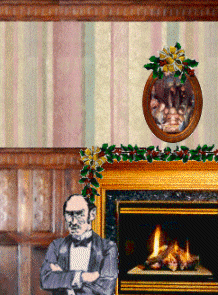 Laurence sitting in front of fireplace (55342 bytes)